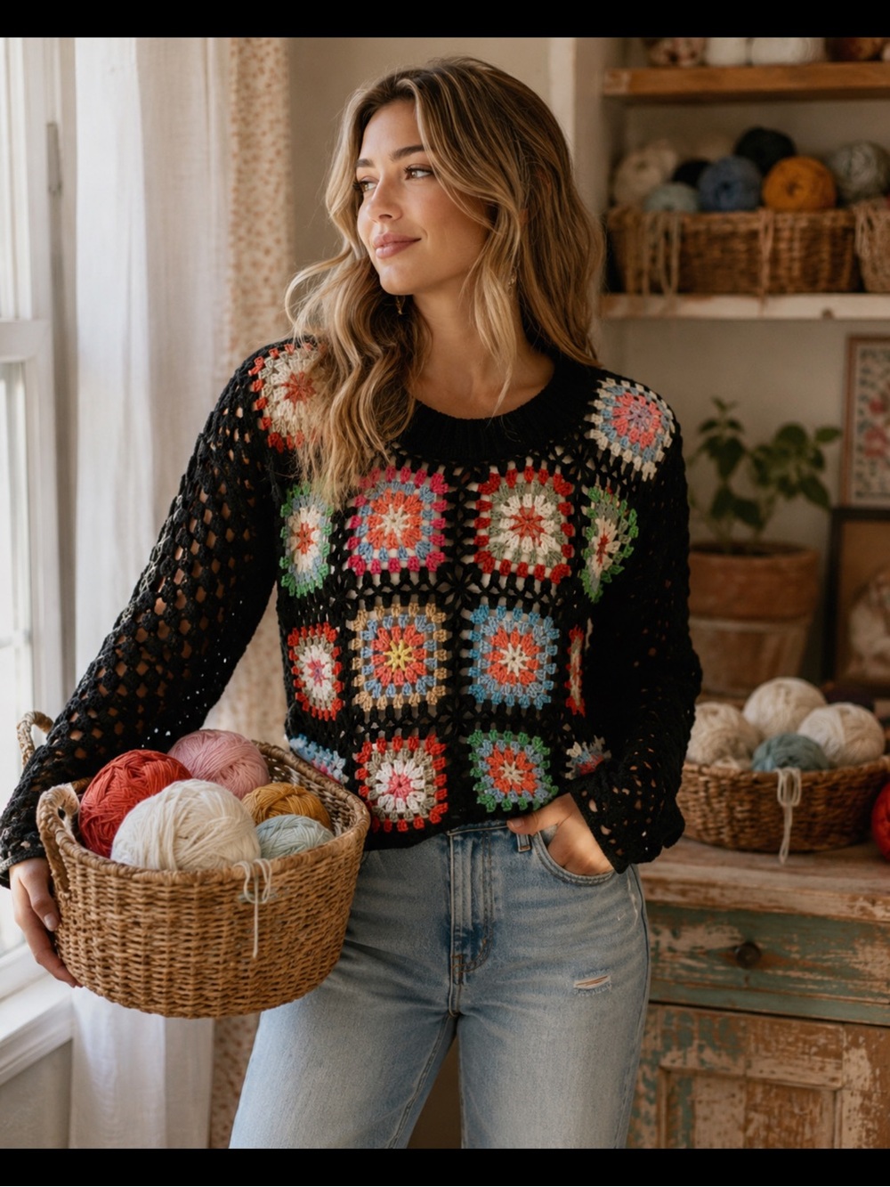 Granny square sweater